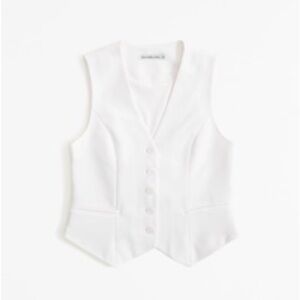 The A&F Mara Tailored Vest V-Neck Set Top Cream Medium